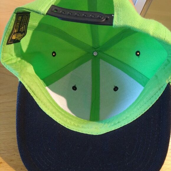 Deadstock Vintage 90s Two Tone Blank Neon Snap Back Hat - Picture 5 of 6